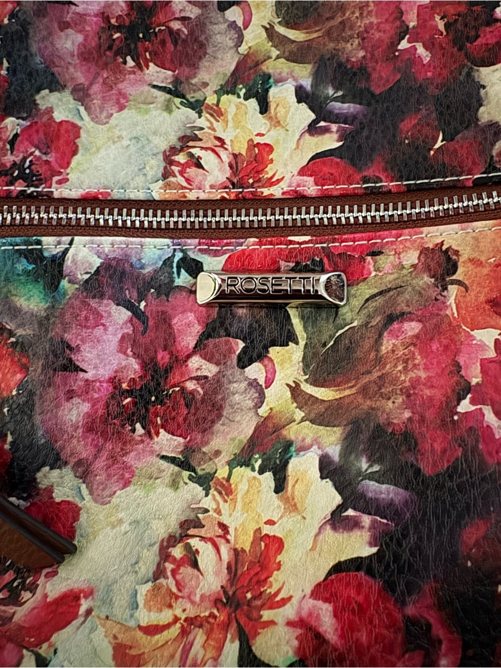 Rosetti Floral Multicolor Tote in Red, Pink, Cream and Green Accents